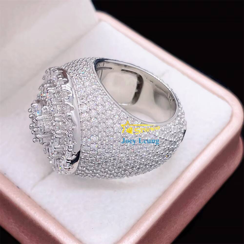 Fashion Styles Pass Diamond Tester Silver Gold Plated VVS Moissanite Dimoand Custom Hip Hop Men Pinky Diamond Iced Out Ring