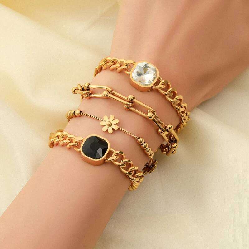 EILIECK 316L Stainless Steel Gold Color Flower Bracelet For Women Girl Fashion New Holiday Gift Wrist Chain Jewelry Pulsera 25H1229