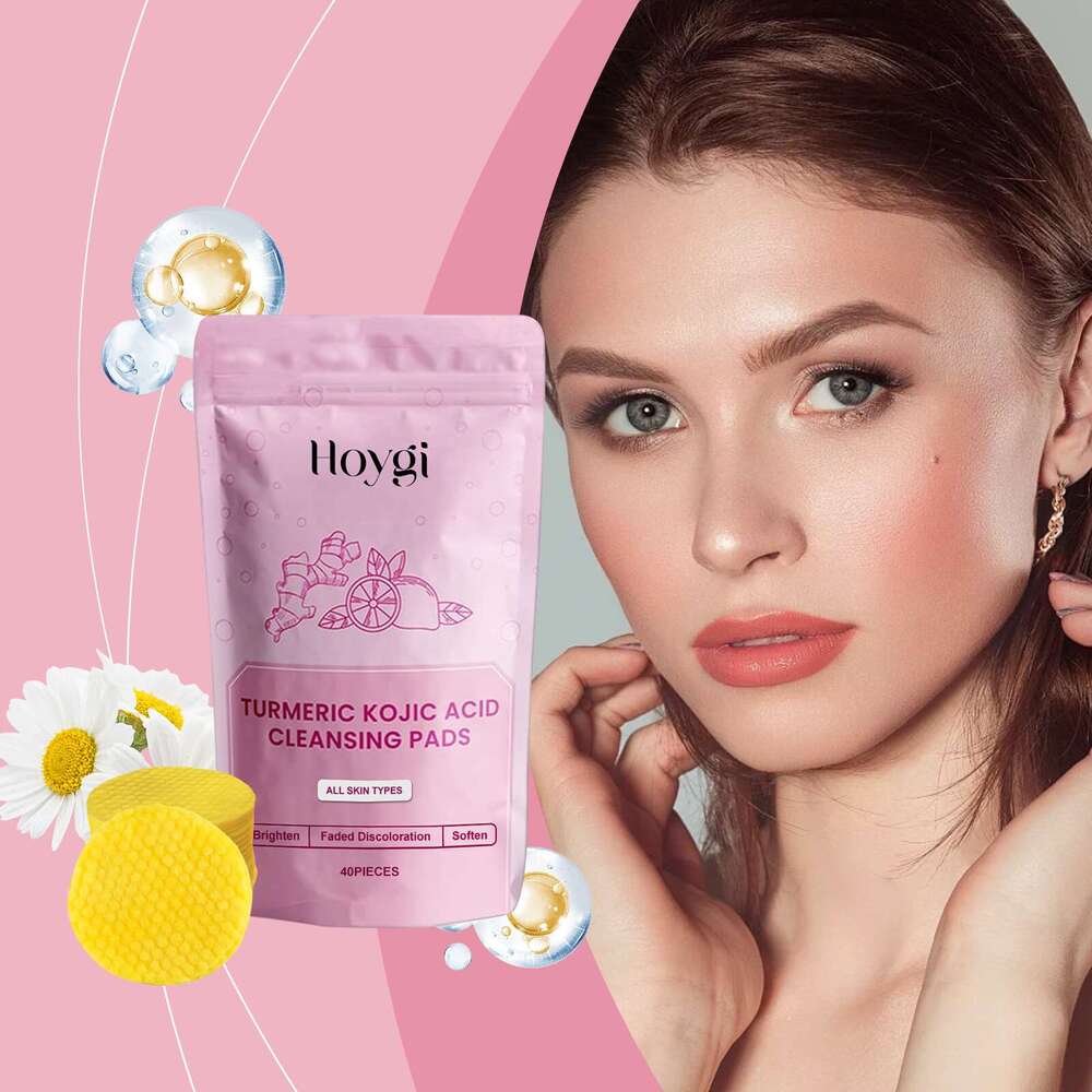 Hoygi Turmeric Kojic Acid Cleansing Gentle Repair Skin Brightening Fine Pores Hydrating Skincare Pads