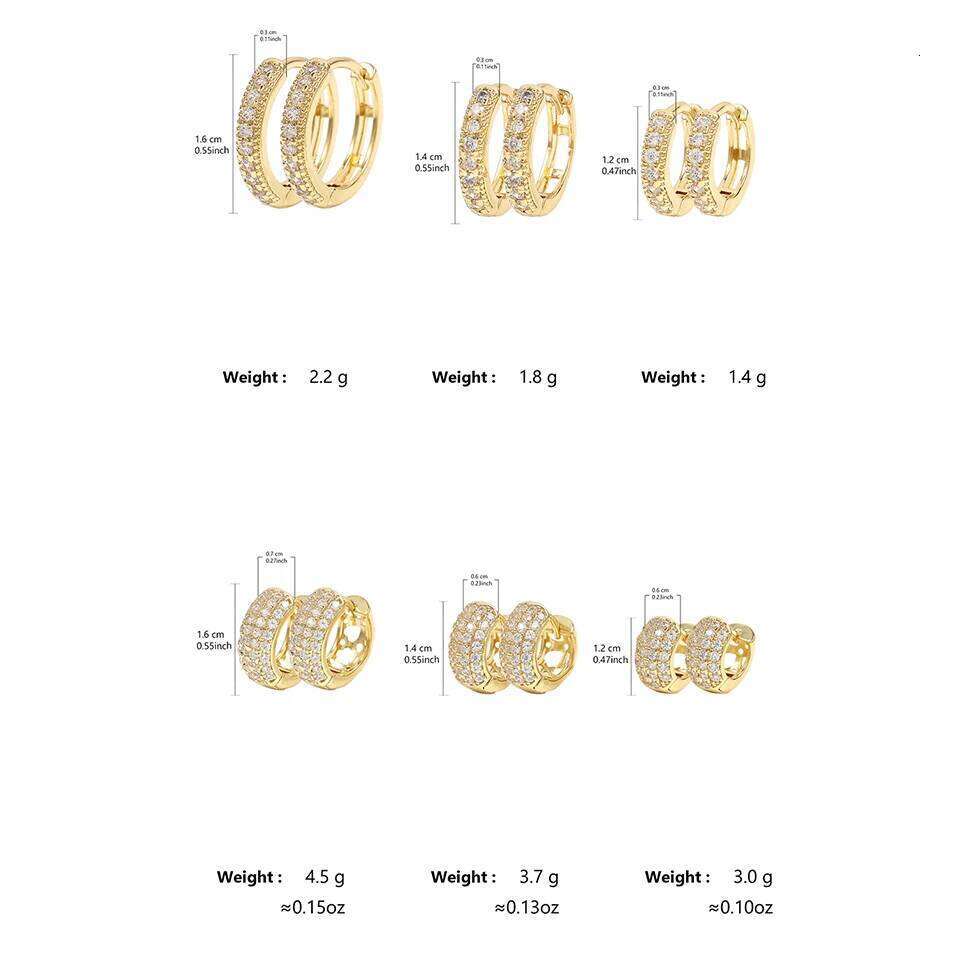 ZAKOL 6 Pcs Shiny Zircon Chunky Circle Hoop Earrings for Women Girls Fashion White Gold Color Helix Tragus Piercing Jewelry