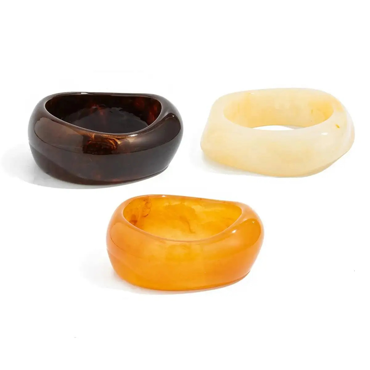 Ingemark 3PcsSet Boho Irregular Resin Plastic Bangles for Women Trend Vintage Glossy Geometric Bracelets Y2K Jewelry Gift 251219