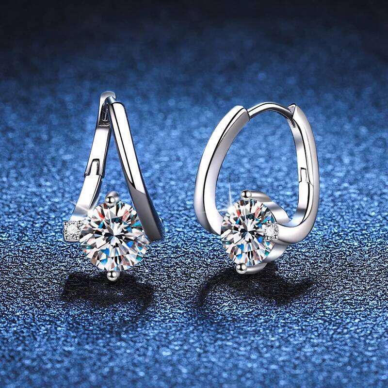 1 Carat Moissanite Earrings For Women 925 Sterling Silver Ear Stud Hoops Diamond Engagement Wedding Fine Jewelry Wholesale 65c