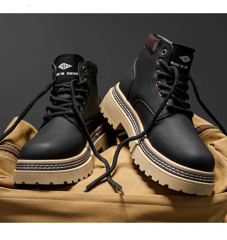 2025 New Martin British Style Non-Slip Thick Sole Versatile Workwear Retro Casual Yellow Boots With Fleece Hot Sale Large Size