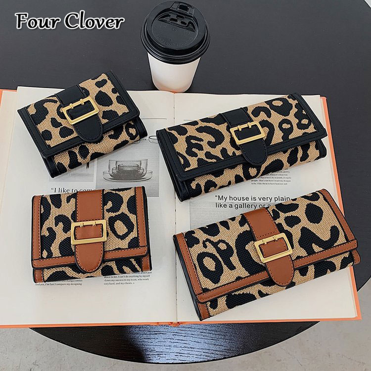 European and American fashion leopard print wallet new luxury wallet trifold short wallet billfold long wallet women's card holder purse men'