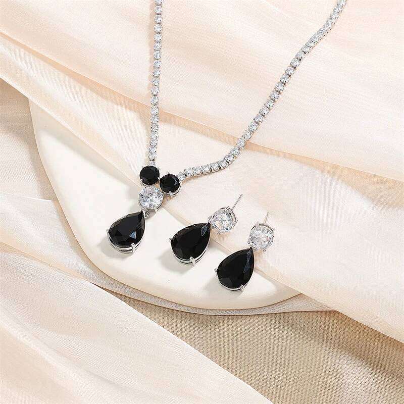 ZAKOL Luxury Clear Water Drop Zircon Set for Women High Quality Shiny CZ Wedding Party Jewelry