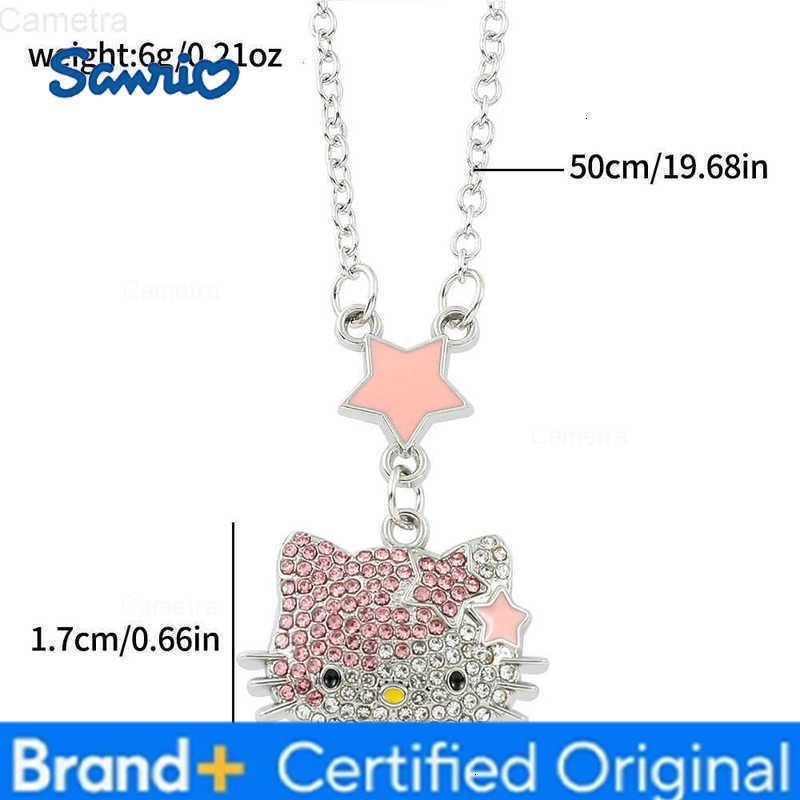 Sanrio Cute Hello Kitty Metal Necklace Cascading Sparkling Hellio Kitty Two-tone Version Beautiful Costume Jewellery Pendant H251229