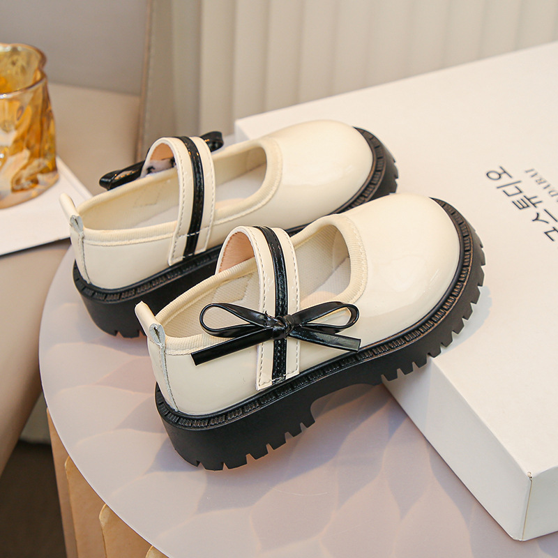 kids shoes brand new spring autumn girls children pu leather shoes kid bow flats shoes size 21-30