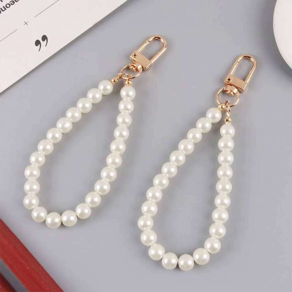 ZAKOL Korean Fashion Round Imitation Pearl Key Chain Phone Bag Backpack Charm Accessory Cute Jewelry Gift for Women Girls