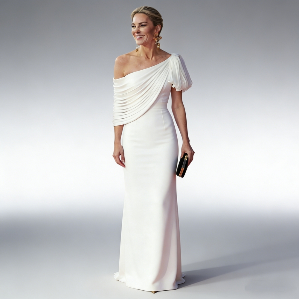 Elegant One Shoulder Long Mother Of The Bride Dresses Simple Satin Evening Gowns Wedding Guest Dress Groom Mom Formal Party Wear