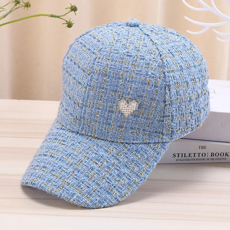 Stylish Womens Baseball Cap with Golden Thread Checkered Design - Breathable Sun-Protective Adjustable Fit for Outdoor Sport 251225