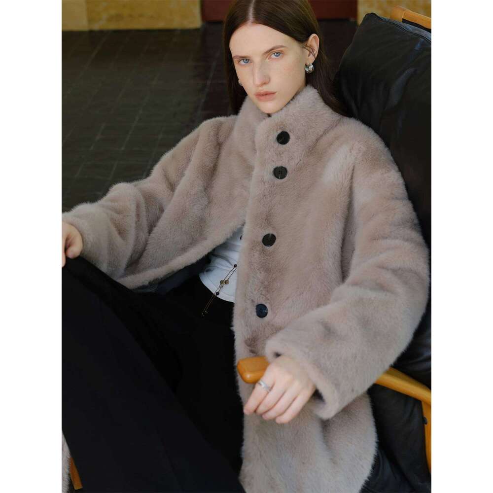 Korean Stand-Up Collar Mink For Women Winter New Style Faux Fur Warm Coat Soft Cozy Streetwear