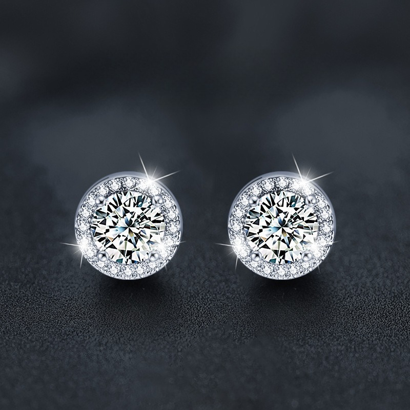Exquisite Moissanite Inlaid Design Earrings For Girls Simple And Versatile Round Package Earrings Perfect For Love Birthday Gifts Earrings