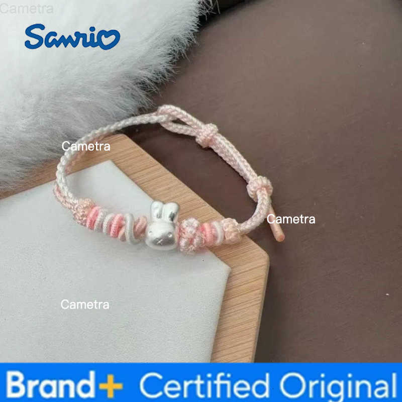 Sanrio Kawaii Miffy Rabbit Bracelet Pure Silver Cute Rabbit Hand-woven Rope Pure Silver Bracelet A Gift for Best Friends and Couples H251229
