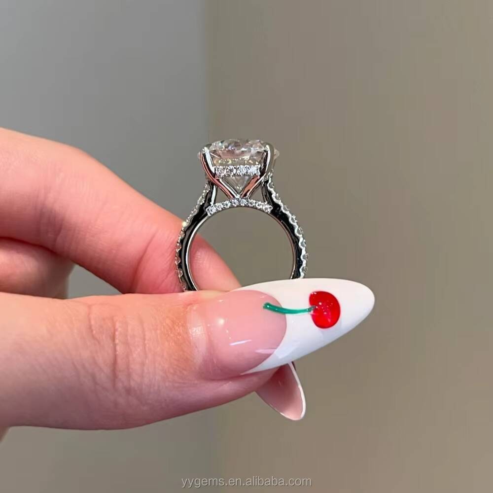 Luxurious 4 CT Round Diamond Ring 14K Solid White Gold 4 Prongs Moissanite Wedding Engagement Rings Jewelry Women