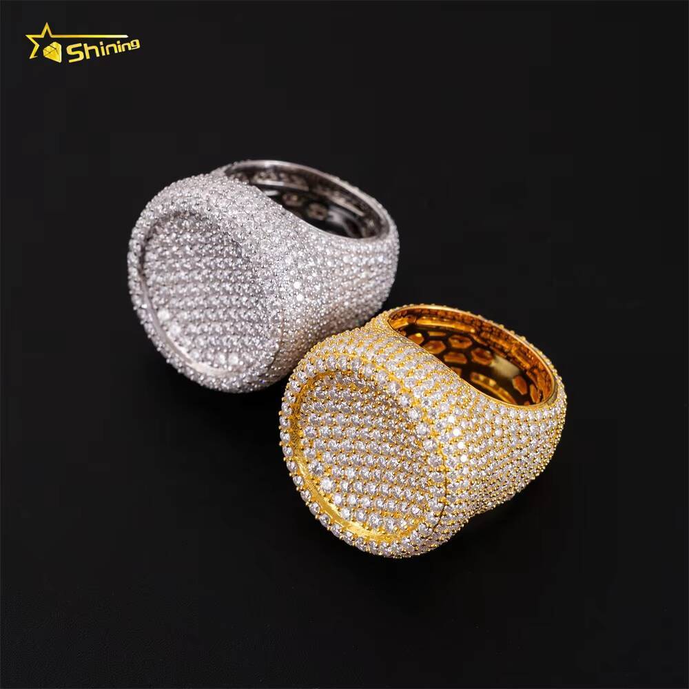Ready to Ship New Design Mens Jewelry Vvs Diamond 925 Silver Iced Out Moissanite Hip Hop Ring