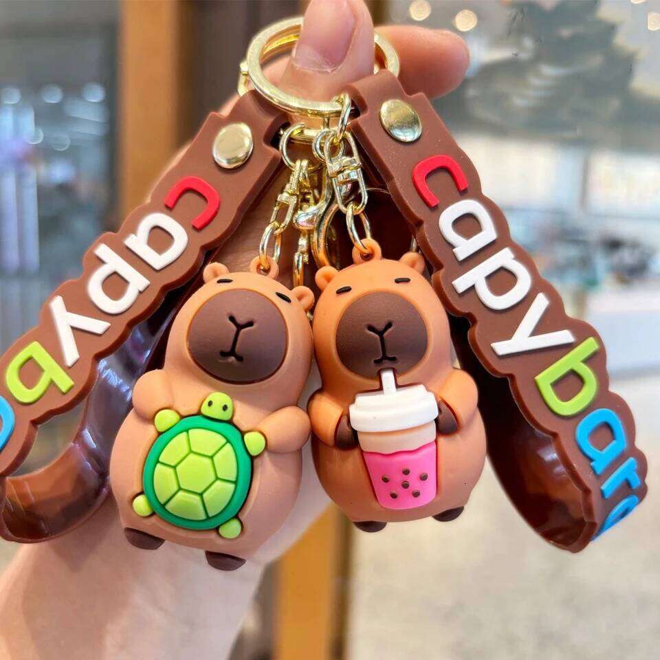 ZAKOL Cute Cartoon PVC Simulation Capybara Keychain Pvc Soft Rubber Backpack Key Mobile Phone Pendant Accessories Gift