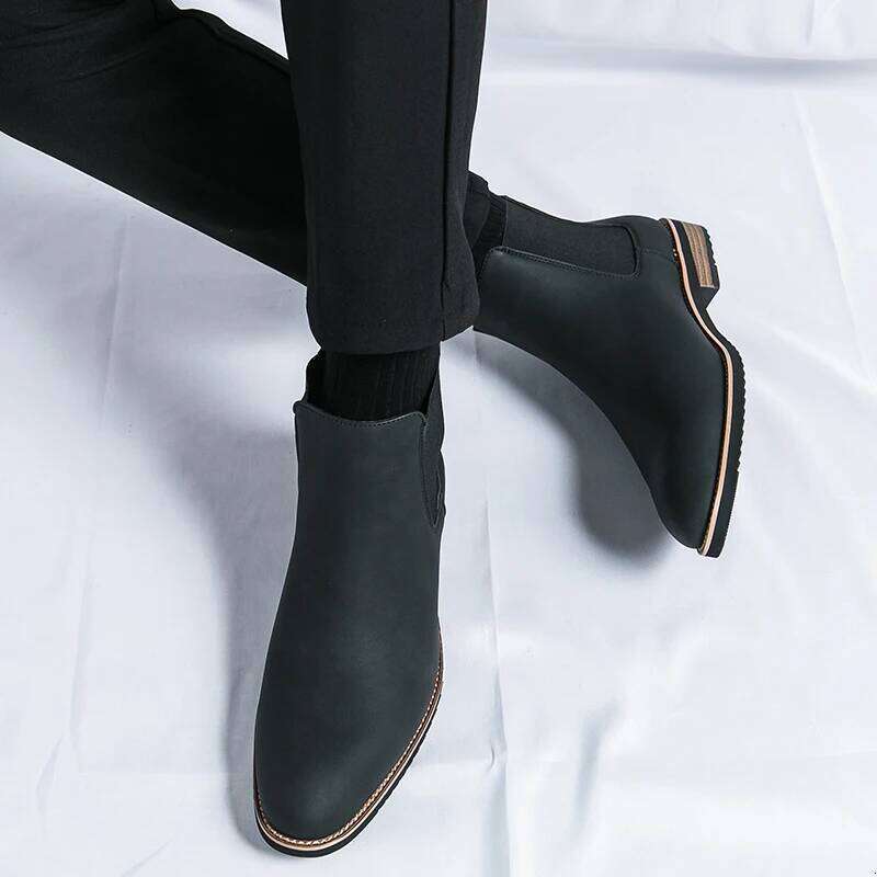 Quality for Men Business Leather Fashion Casual High Top Boot Men's Chelsea Boots LEEGO LENS