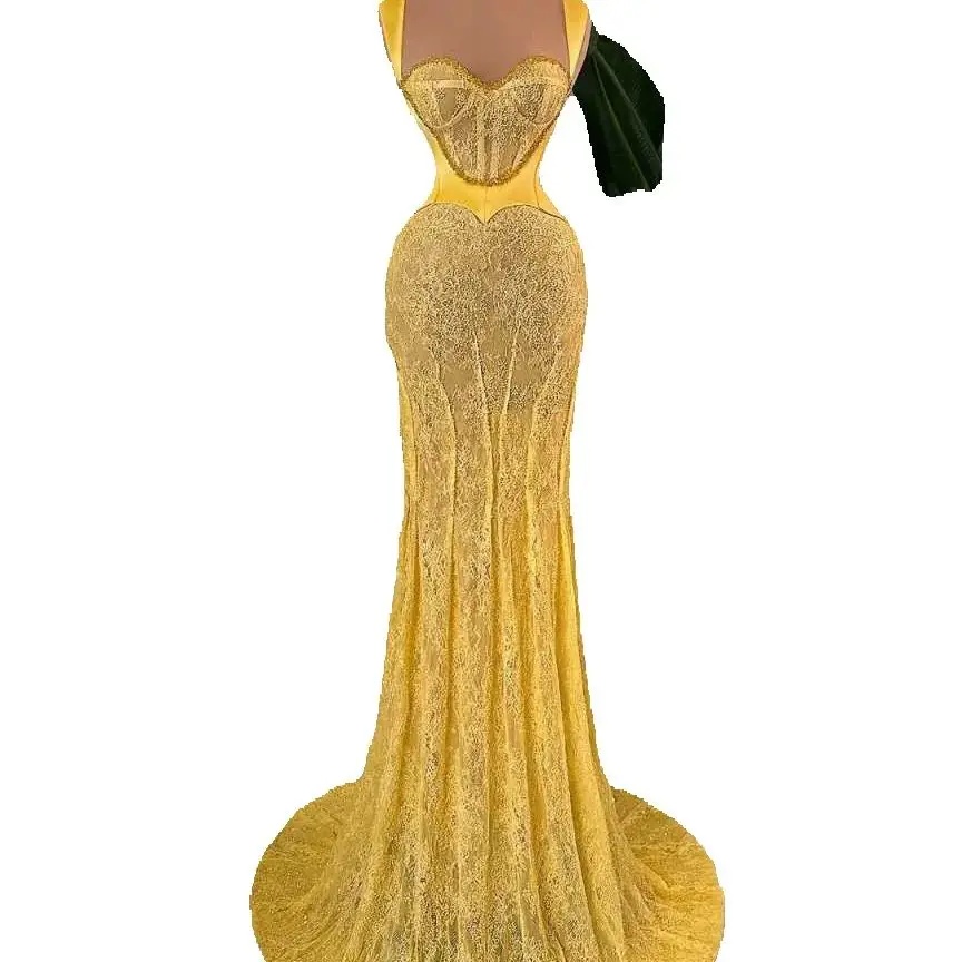 Fashion Sweetheart Lace Mermaid Evening Dress Sexy Sleeveless Prom Gown Floor Length Floral Appliques Party Dresses Customized