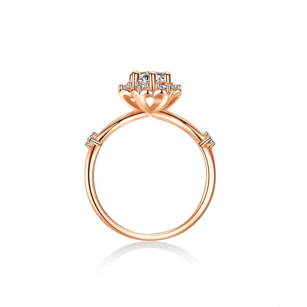 1ct D Color Moissanite Ring 925 Sterling Silver with Rose Gold Plated Wedding Flower Lab Diamond Rings for Women Jewelry 4b7