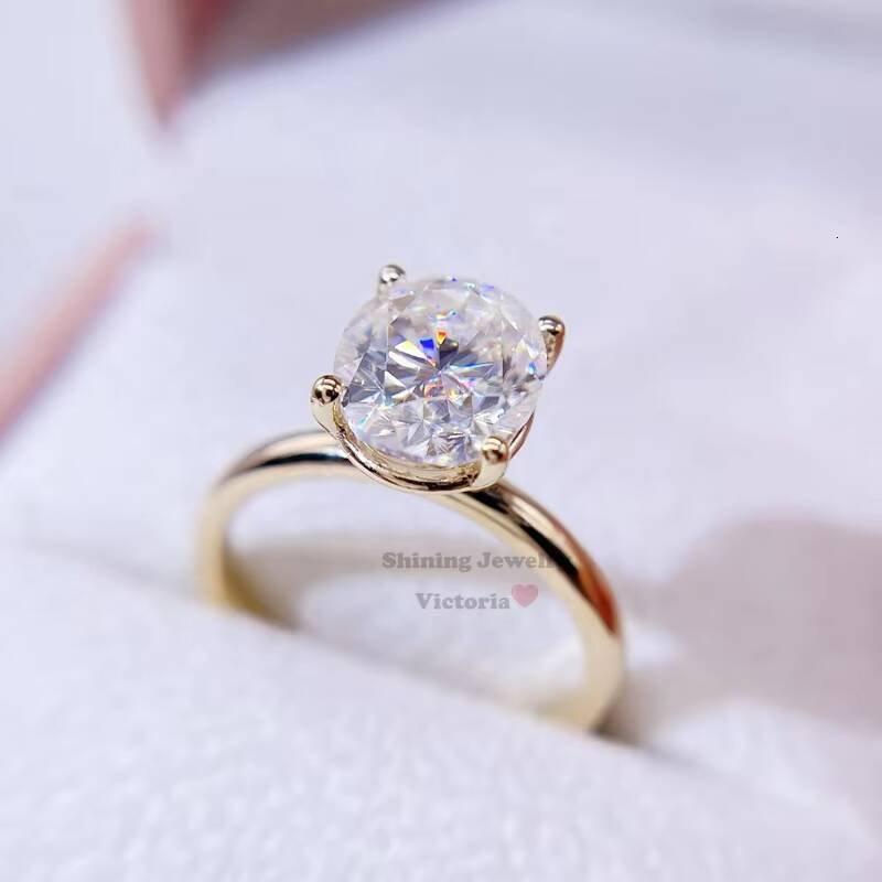 GRA Certificated Wedding Jewelry 10K Solid Gold Engagement Ring Moissanite Oval Cut