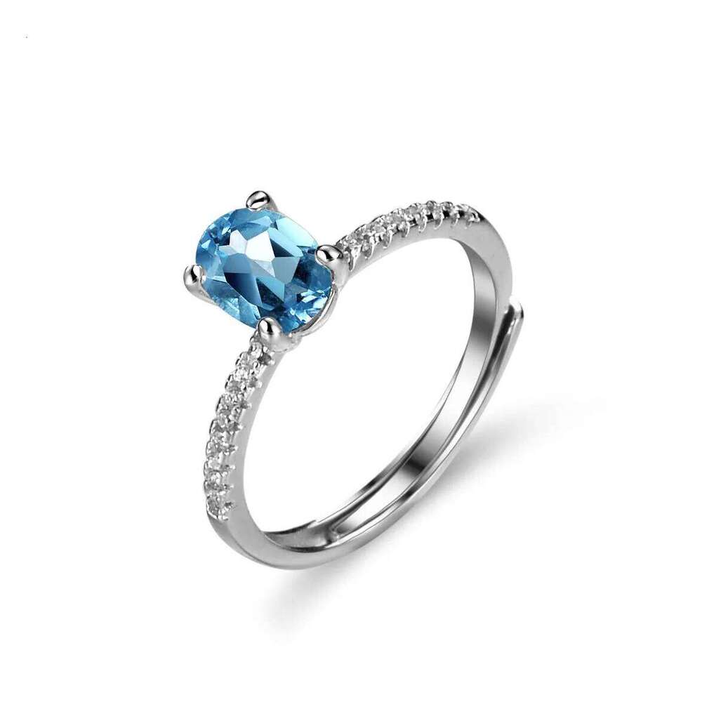 18K gold blue topaz moissanite PT950 platinum one Ct water drop pear-shaped round bag special-shaped female ring de1