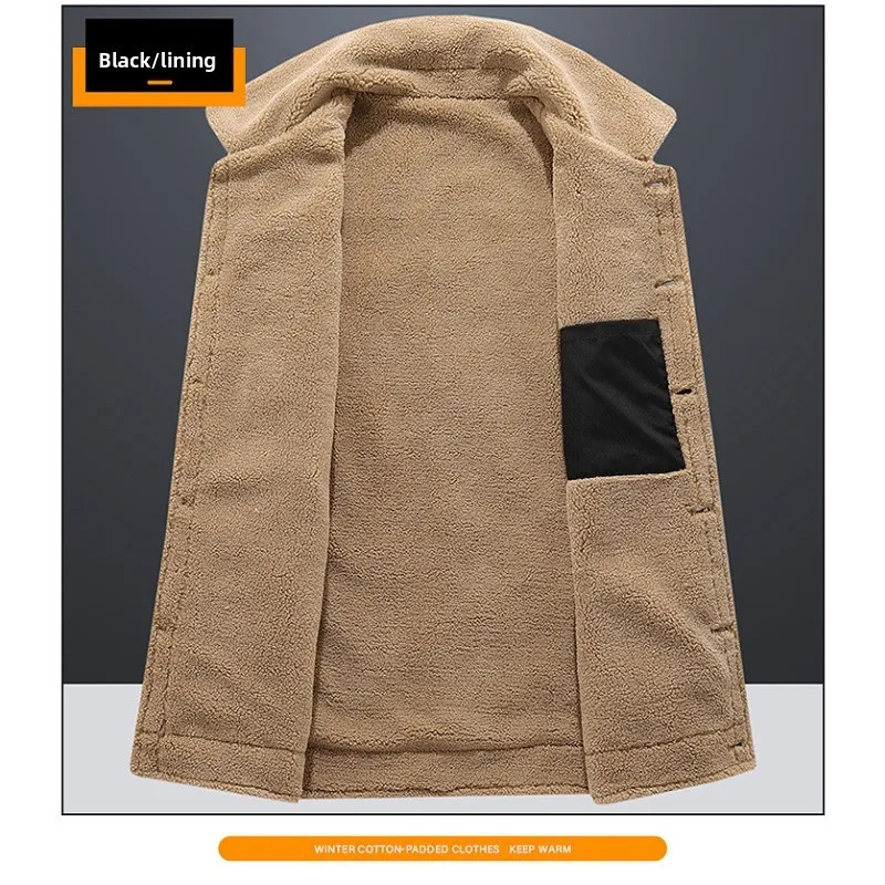 Mens Fleece Lined Thickened Jacket Vest Fashionable Warm Comfortable Versatile Handsome Trendy Shoulder Pad Outerwear 251225