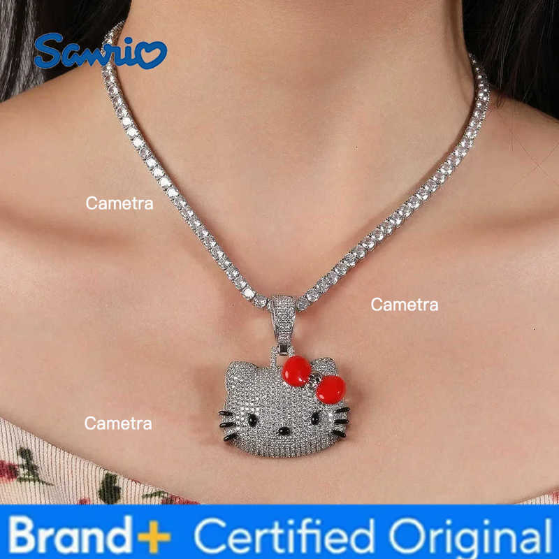 Sanrio Hello Kitty womens necklace diamond animation peripheral cute cat peripheral zircon pendant necklace Halloween birthday gift H251229