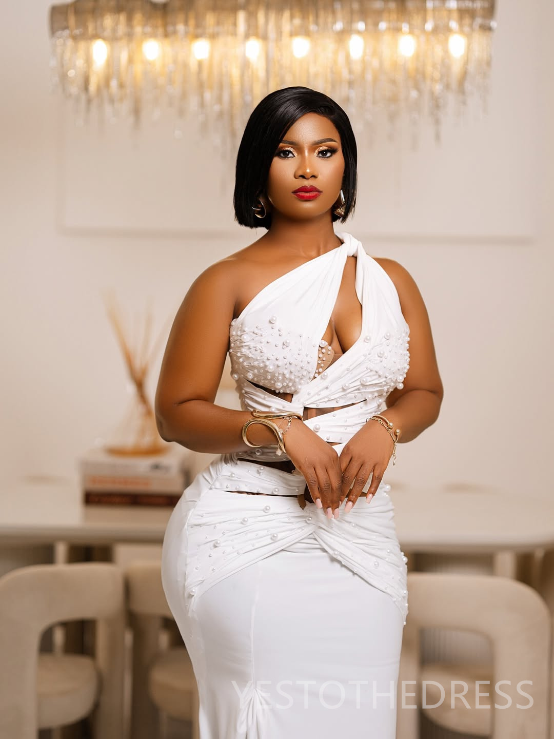 2026 Plus Size Light Ivory Prom Dress Mermaid Evening Dress Robe De Soiree One Shoulder Pearls Pleated Crystals Birthday Dress Second Reception Gown A