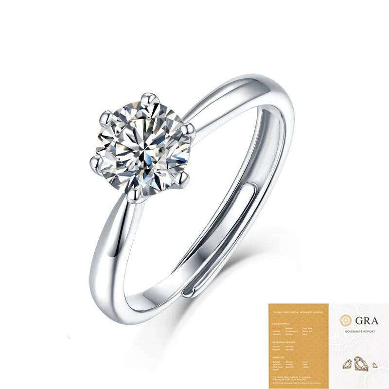 1ct 6.5mm D Color Moissanite Engagement Ring for Women 925 Sterling Silver Gold Plated Solitaire Rings Wholesale 379