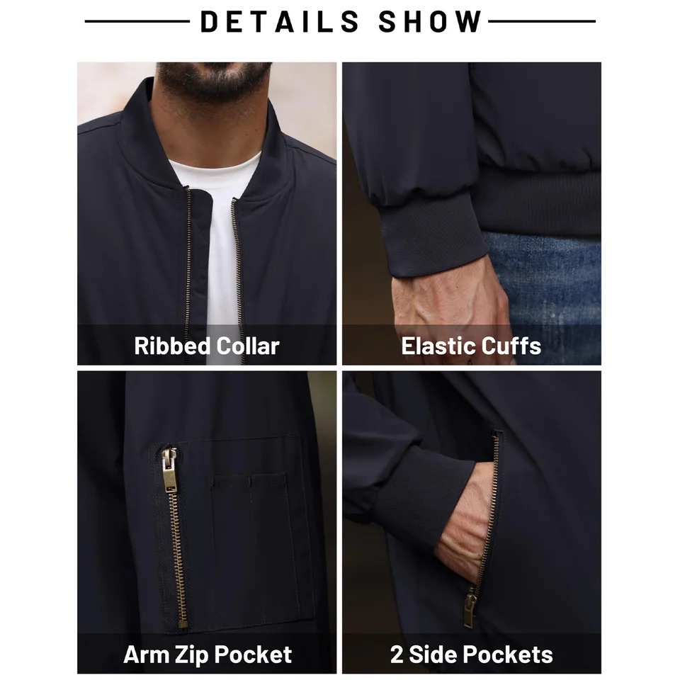 MAGCOMSEN Mens Jackets Thick Warm Orange Lining Bomber Fall Winter Casual Windproof Coats 251218