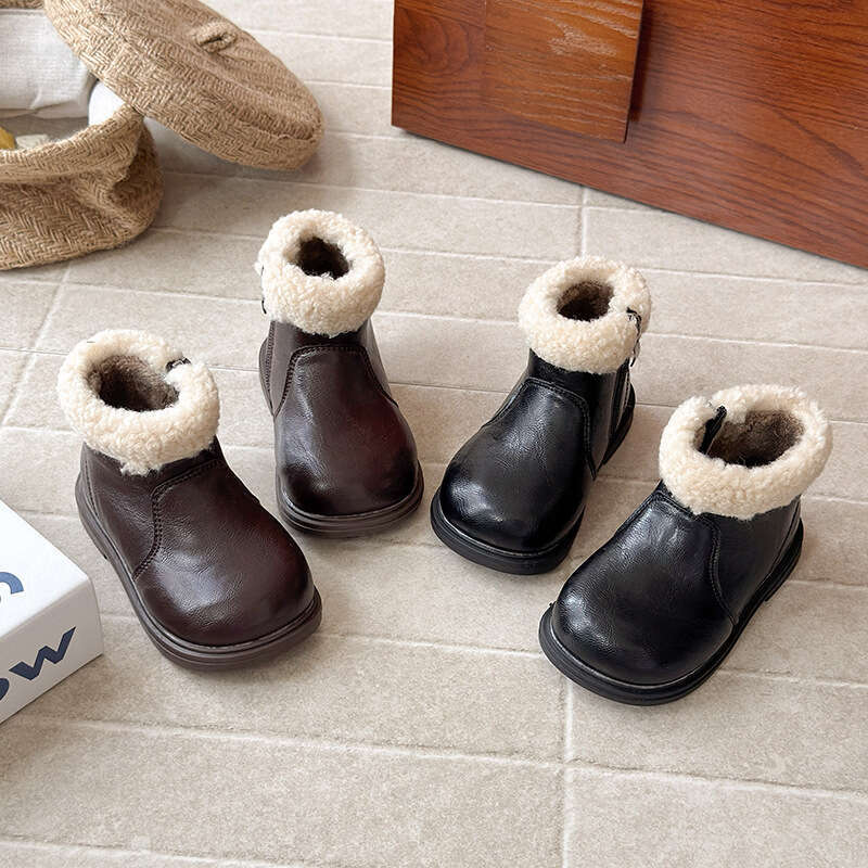 Ins British Style Martin 2025 Winter New Korean Version Girls' Fashion Short Thick Sole Fleece Lined Warm Cotton Boots