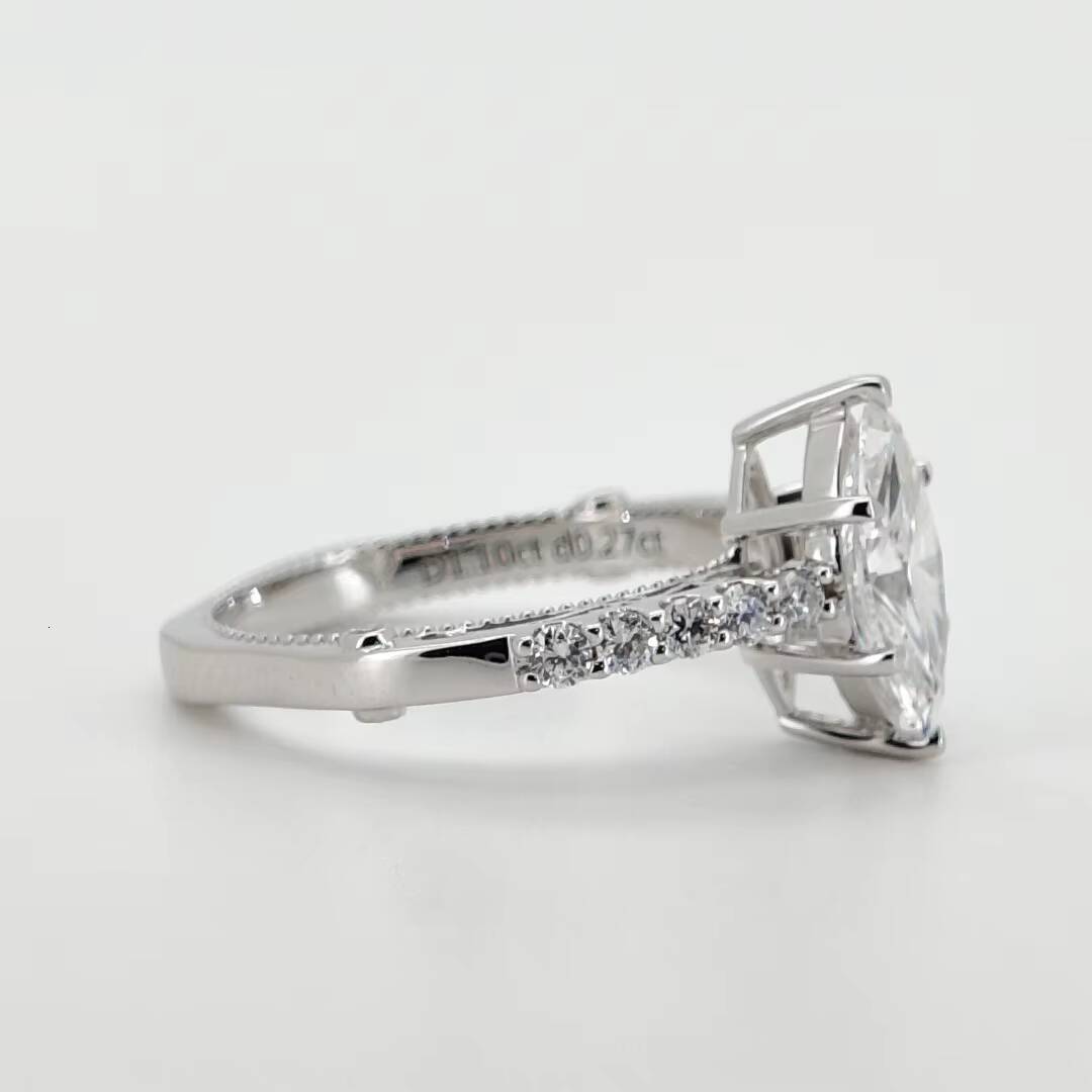 OEM ODM 14K Solid Gold Marquise Cut VS 1 Color Lab Diamond Ring Elegant Women Engagement Lab Diamond Ring