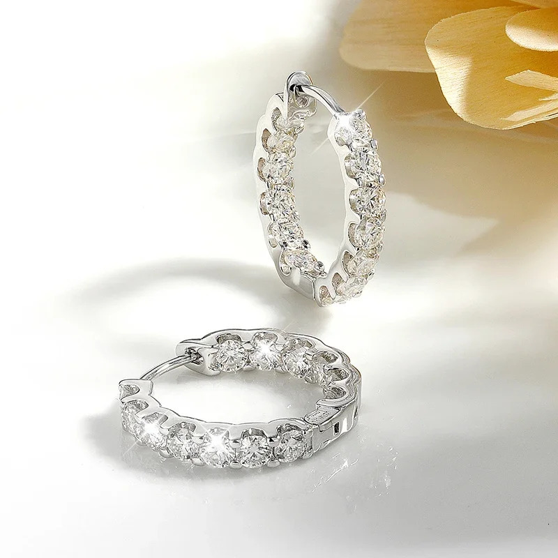 Hoop Earrings for Women 26ct D Color Sparkling Diamond with GRA s925 Sterling Sliver Plated 18k Gold Hip Hop Earring 251224