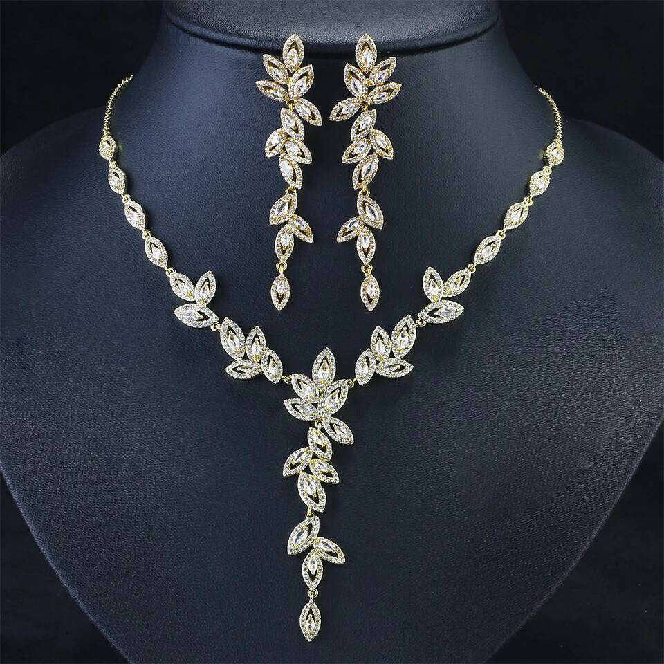 ZAKOL 3 Pcs Luxury Shiny Full Zircon Set for Women Exquisite Gorgeous Earrng/Necklace/Bracelet Versatile Wedding Jewelry