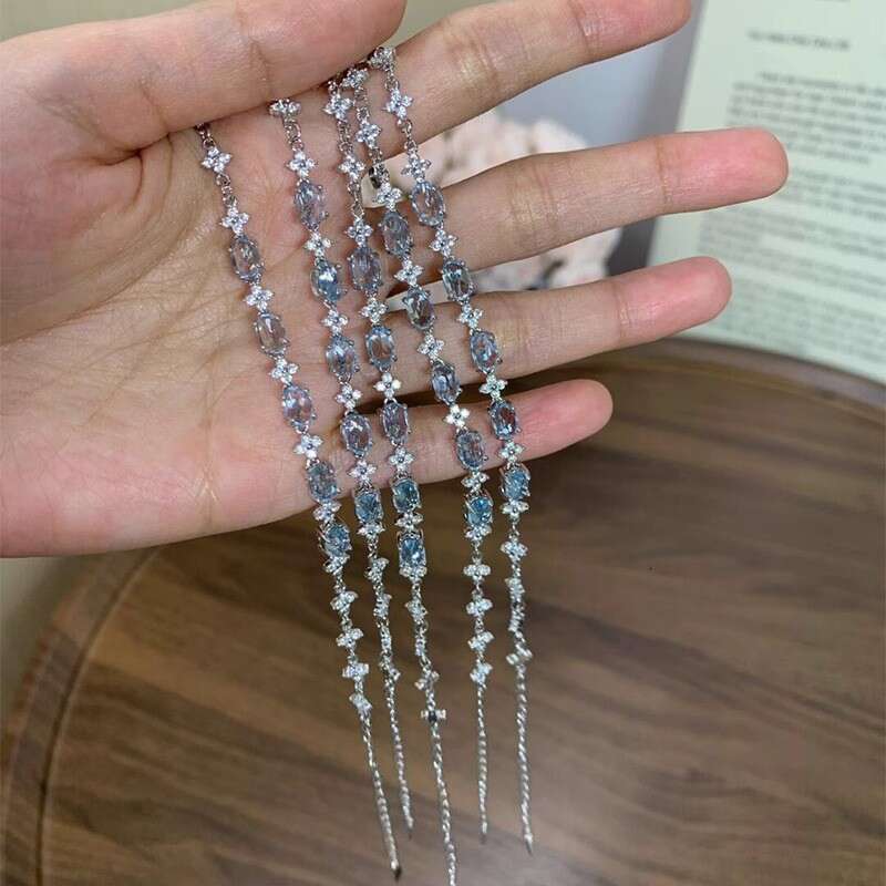 Bracelet New Blue Jelly Bracelets Versatile Super Fairy Cool Temperament Pure Handmade Finished Product Dreamy