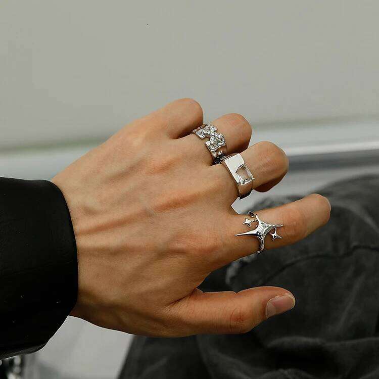 Vintage Six-pointed Star Bracelet Women Girls Fashion Party Jewelry Punk Hip Hop Bangle Couple Pendant Bracelets Ring Gift 25H1229