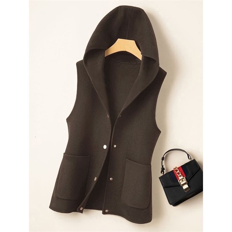 Early spring and autumn woolen vest hooded literary simplicity wild short coat 251219