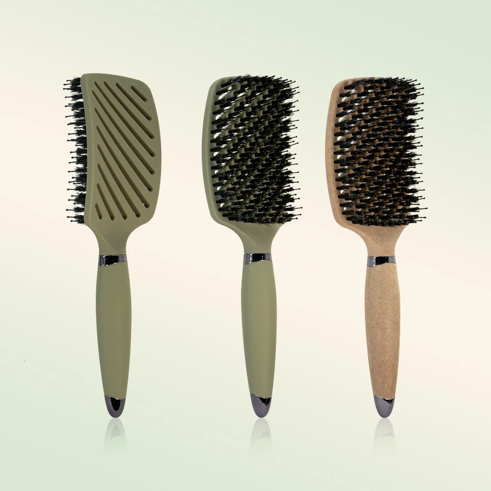 1PC Boar Bristle Detangling Hair Comb Hollow Out Brush AntiStatic Scalp Massage Hairbrush Salon Styling Tools For Gifting 251215