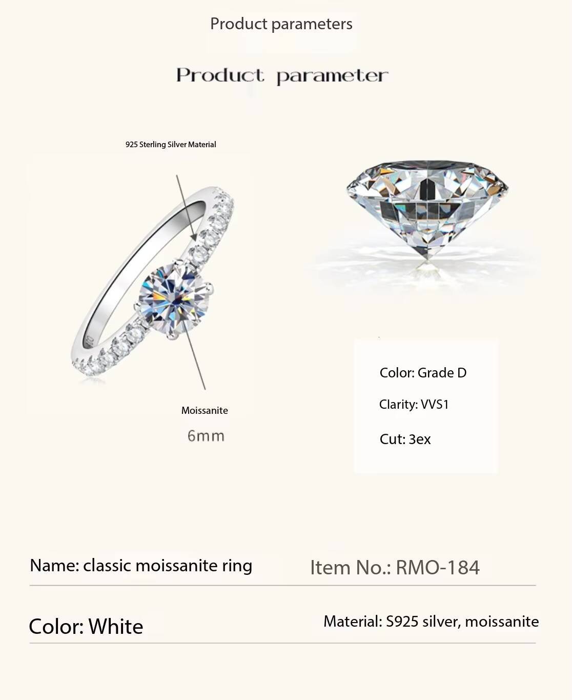 Silver Wedding Promise VVS Moissanite Women Ring 18k Gold 925 Silver Moissanite Engagement Rings Moissanite Ring