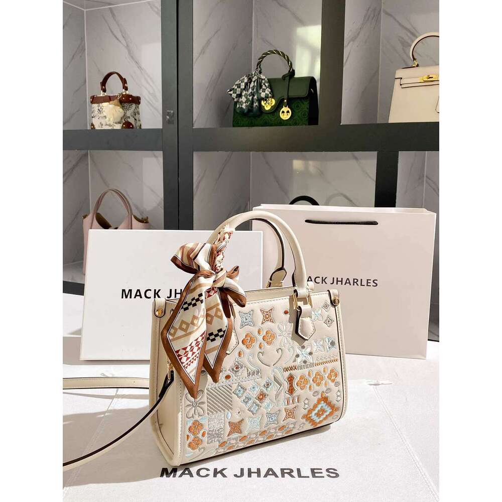 MACK JHARLES Chinese Style Heavy Embroidery Tote Bag for Women 2025 Autumn Winter New High-end Handbag