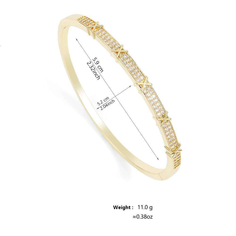 ZAKOL Luxury Shiny Zircon X Shaped Cross Bracelet Bangle for Women Men Exquisite Birthday Jewelry Gift