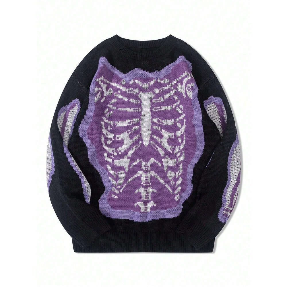 European and American Autumn Winter Heavyweight Design Sense Ins Chest Bone Personalized Jacquard Pattern Unisex Knitted Sweater