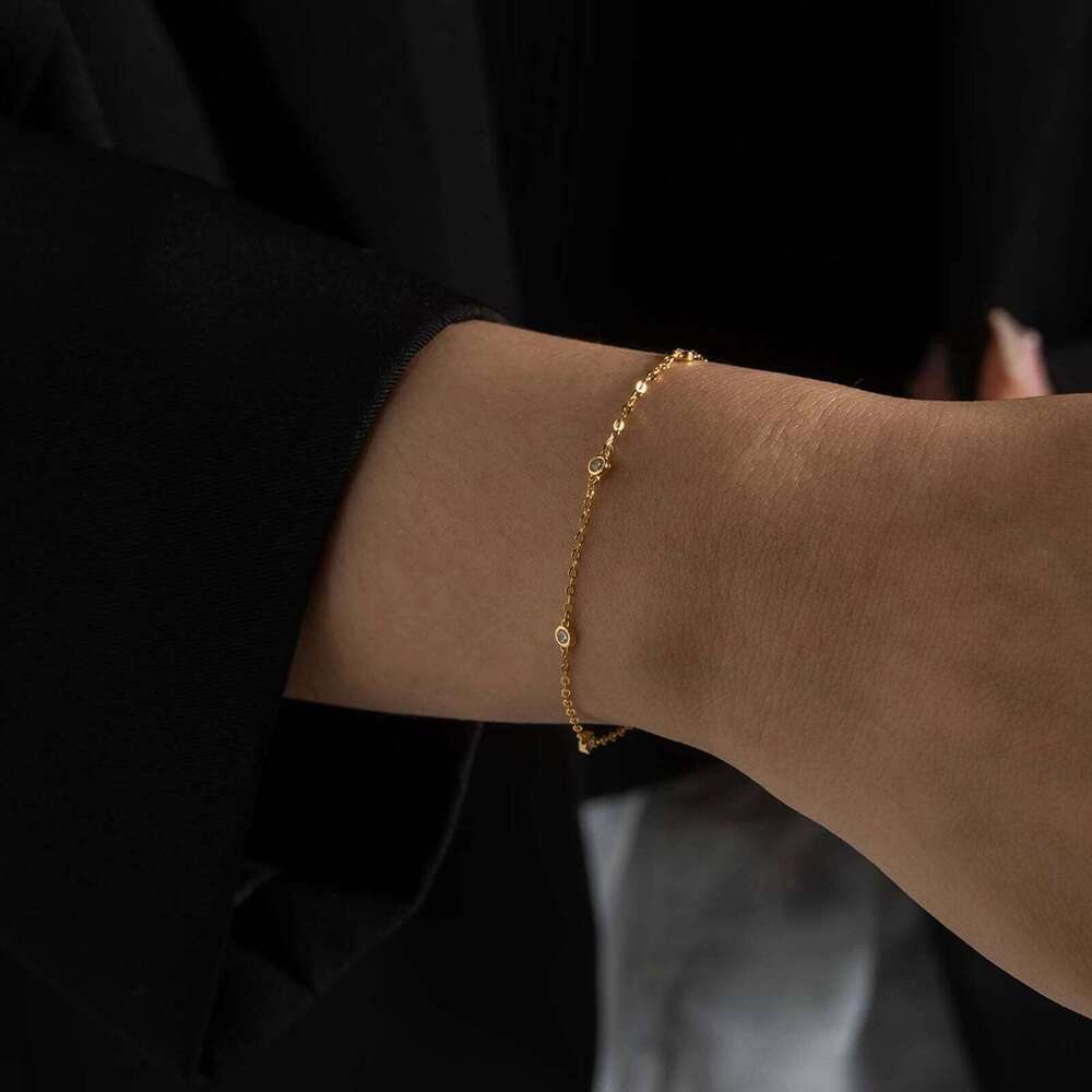 ANDYWEN New 925 Sterling Silver Gold Zircon CZ Round Charm Beads Bracelet Women Jewelry 2022 Wedding Party Chain Luxury 25H1229