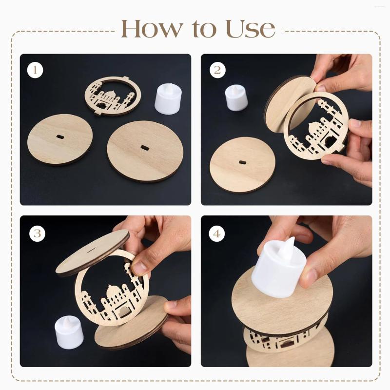 Candle Holders 5pcs Ramadan Handcrafted Wooden Pendants Religious Islamic Decor Contemporary Style Hanging Ornaments H260310