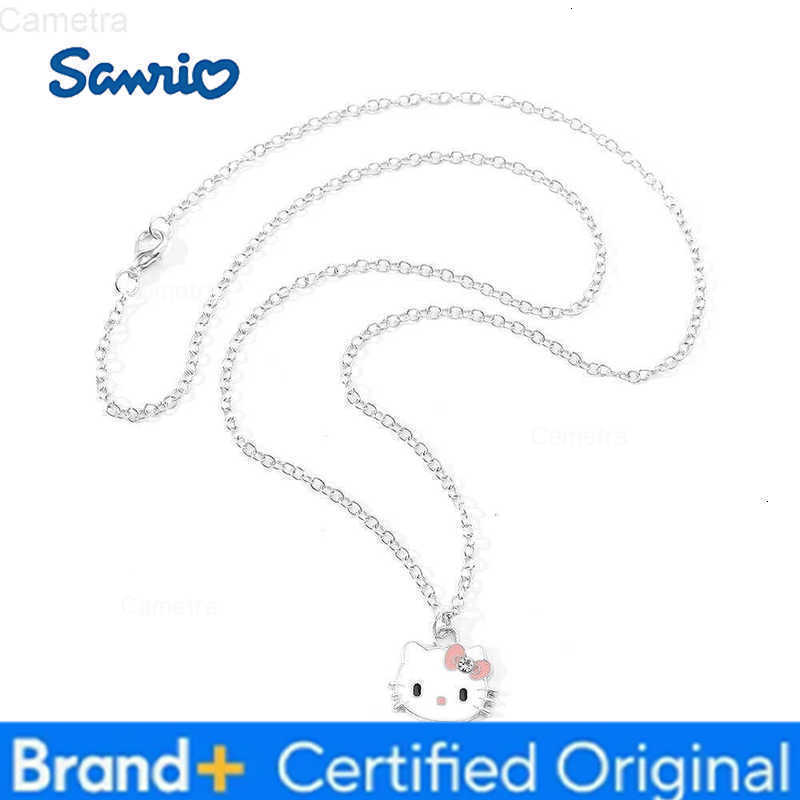 Sanrio Kawaii Hello Kitty Enamel Pendant Necklace Fashion Simple Anime Peripheral Jewelry Cartoon KT Cat Neck Chain Accessories H251229