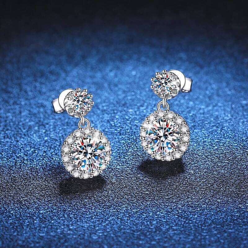 1ct Moissanite Earrings for Women S925 Sterling Sliver 18k White Gold Plated Diamond Drop Earring Gifts with Certificate 172