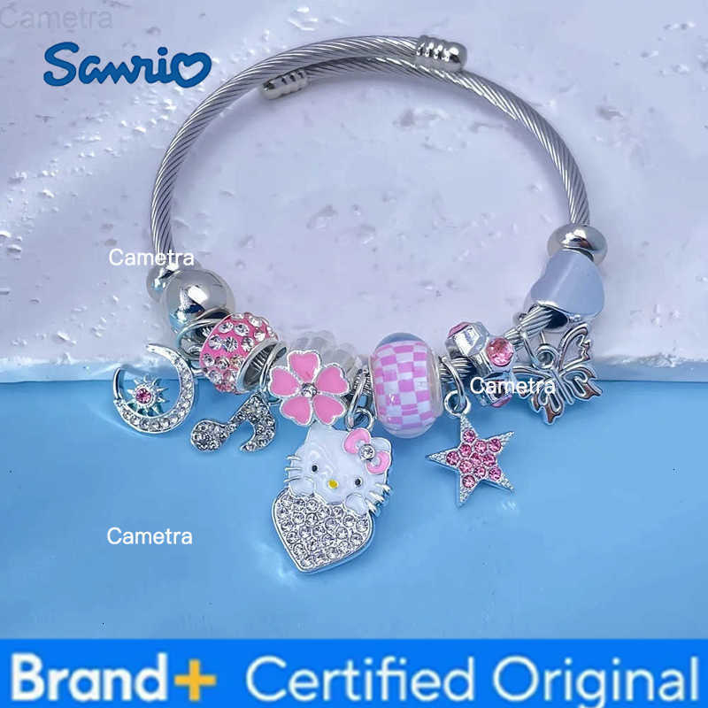 Sanrio Hello Kitty Music Note Love Heart Charm Bracelet for Women Romantic Bangle Jewelry Gift for Anniversaries H251229
