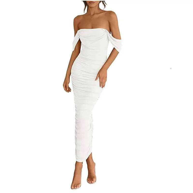 Dress for women Strapless Ruched Off-Shoulder Sexy Bodycon Dress, 2026 Spring New European and American Date Night Outfit