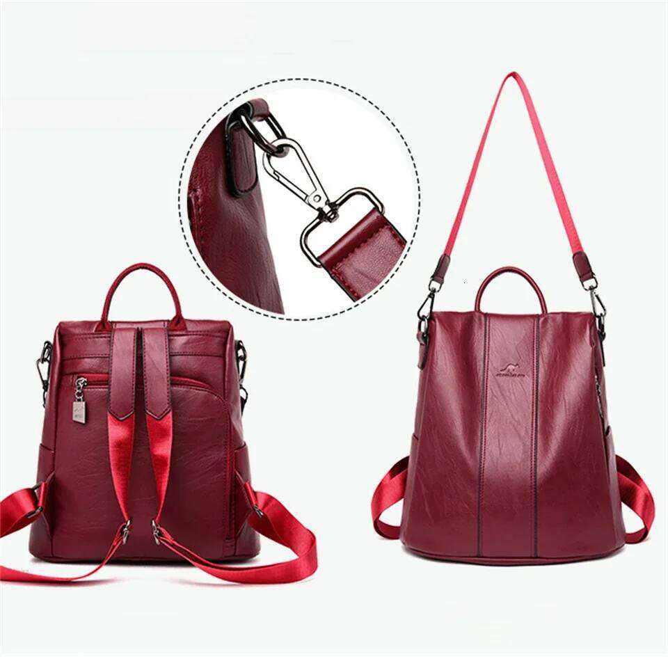 Anti Theft Soft PU Leather Women Vintage Shoulder Bag Ladies High Capacity Travel Backpack School Bags Mochila Feminina JINXIANGGUO