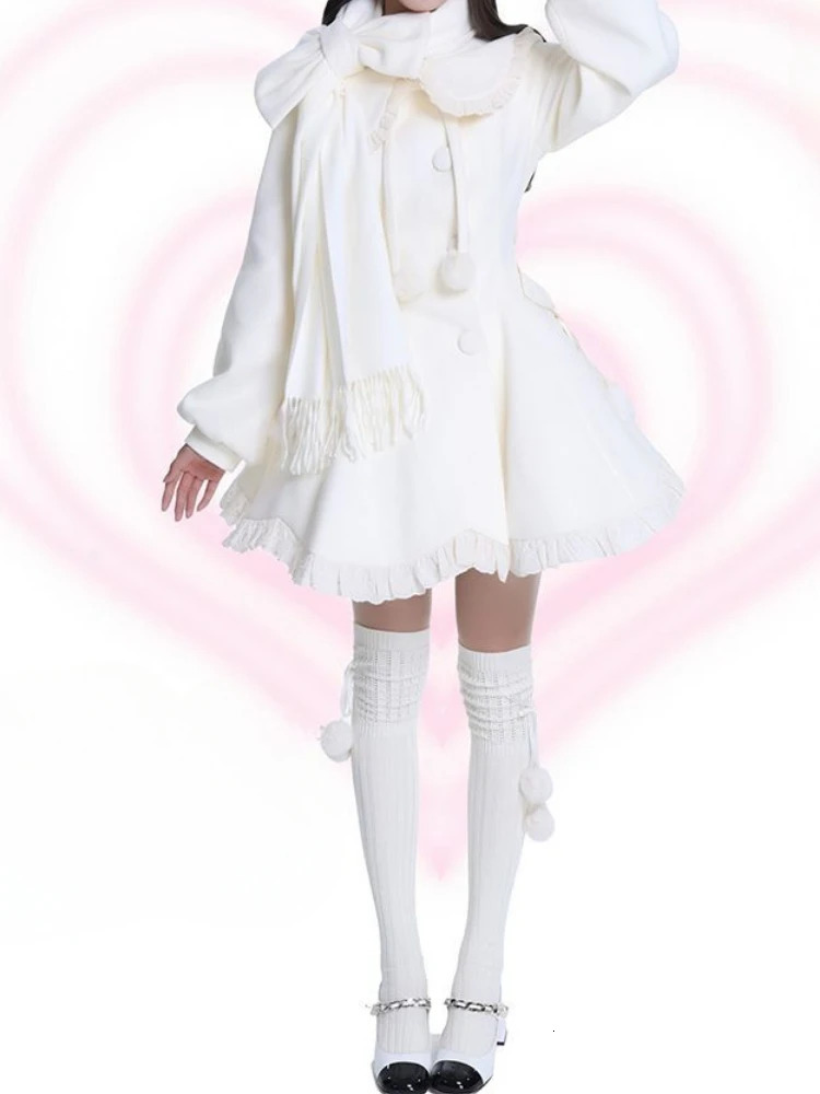 Japanese Kawaii Lolita Lace Patchwork Sweet Dress Coat Women Y2k Aesthetic Contrast Color Dresses Elegant Cute Party Vestidos 251219